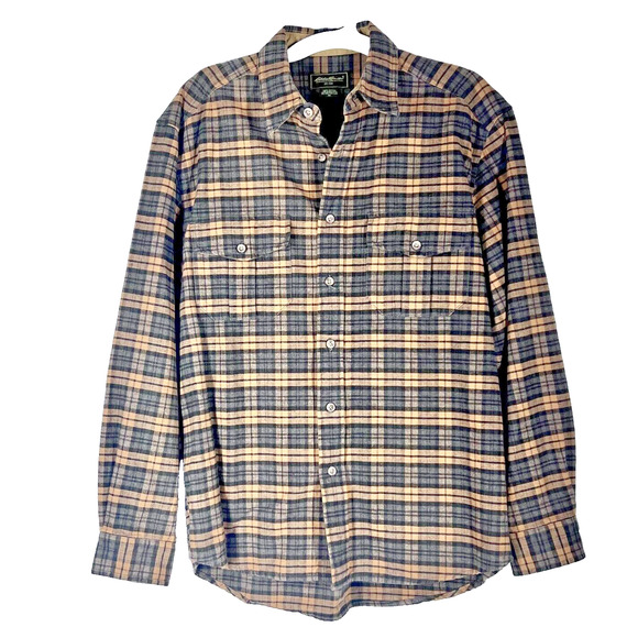 Eddie Bauer Mens Flannel Shirt Sz Medium Multicolor Plaid Heavy Cotton Button Up - Picture 1 of 11